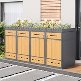 thumbnail of Merax Mülltonnenbox für 4x 240L Tonnen, mit Pflanzdach, 264 x 80 x 124 cm, verzinkter Stahl, Grau