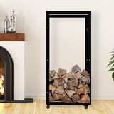 thumbnail of DELUKE® Kaminholzregal innen Metall SATLO mit Rollen Brennholzregal innen Kaminholzständer Kaminholzhalter Feuerholzregal Schwarz, 25x60x125cm