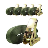 thumbnail of 5x Profi Ratschen Spanngurt Spanngurte Zurrgurt 1-tlg 6m 0,8t 0,8to 800 kg TÜV/GS OLIV