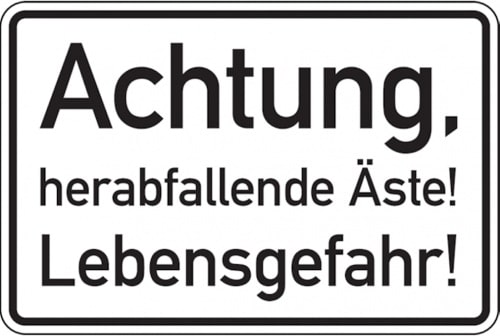 Dreifke® Hinweisschild, Achtung, herabfallende Äste!, 300 x 20 - 300x200x2 mm Aluverbund