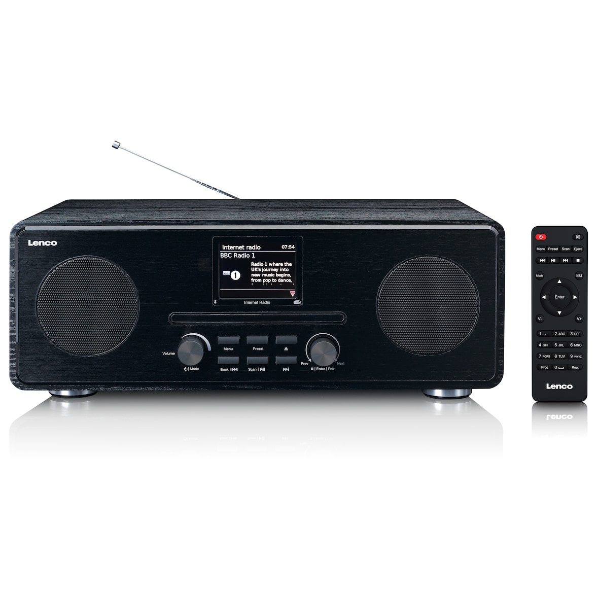 Lenco DIR-260BK - Internetradio mit DAB+ und FM-Radio, CD/MP3-Player, Bluetooth, 2 x 10 Watt RMS, 2,8" Farbdisplay, schwarz