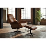 thumbnail of KAWOLA Relaxsessel FERREIRA Drehsessel Leder braun mit Hocker