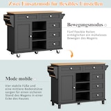 thumbnail of Küchenwagen Servierwagen Schwarz 134x46x92 cm mit 5 Schubladen Schrankfächern und Seitenregalen, mobil oder fest nutzbar, MDF Platte