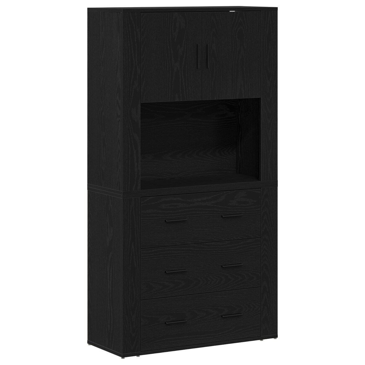 vidaXL Highboard Schwarz Eiche 80x33x150 cm Holzwerkstoff