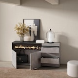 thumbnail of Sideboard, Schrank, Buffet, Ablage, 157x35x75cm, Schlafzimmer, Elektrischer Kamin, Schubladen, Frisiertisch, Zementgrau _ 444_11