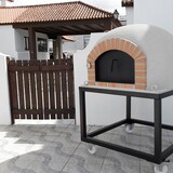 thumbnail of MF - Houtgestookte Buitenoven van Beton Model STROMBOLI (Wit - 120 x 120 x 165 cm) – Geïsoleerd met Kurk en 3 Keramische Dekens