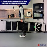 thumbnail of PROREGAL Profi-Trittleiter klappbar mit Handbügel und Werkzeugablage 5 Stufen 182x52x104cm Traglast 150kg Stahl Schwarz Klappleiter Haushaltsleiter