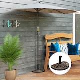 thumbnail of Outsunny base de sombrilla peso 9 kg soporte para parasol de resina en forma de semicírculo para poste de paraguas de Ø3,8 cm y Ø4,8 cm 50x31x32 cm
