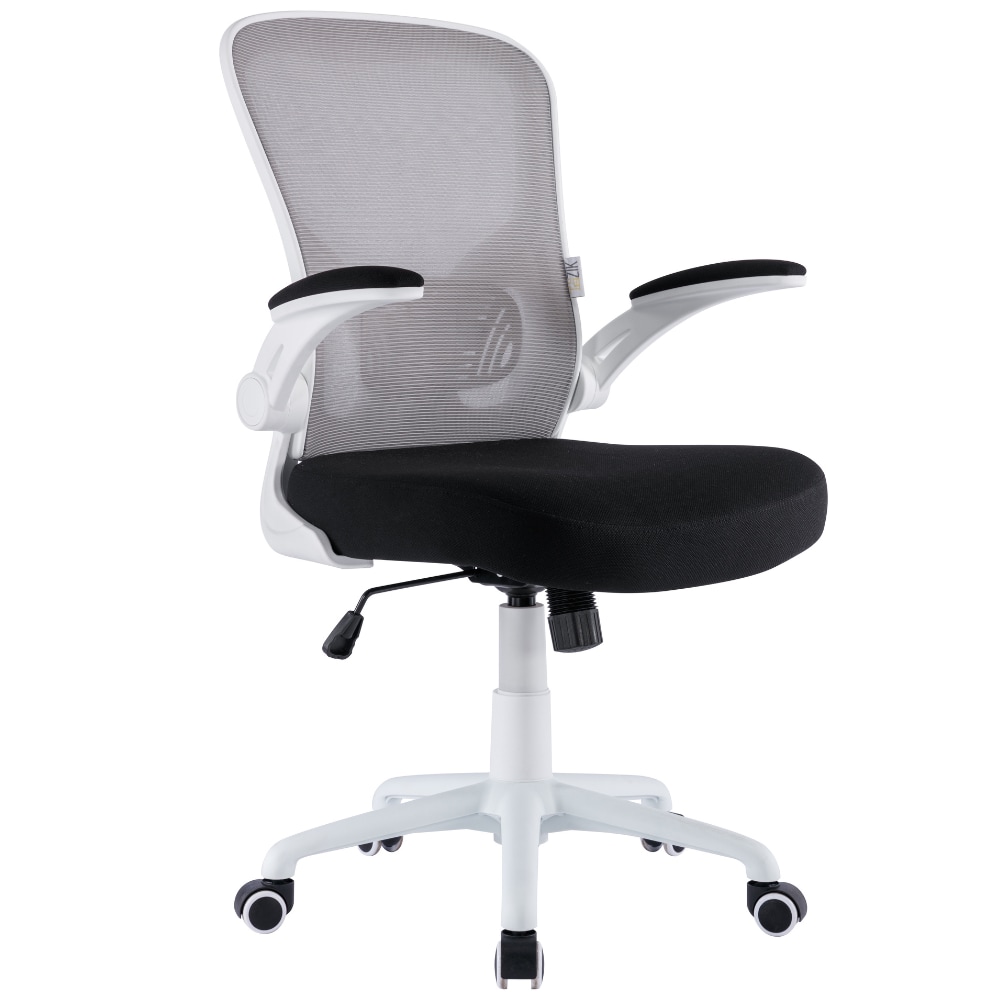 ZIK Cadeira de escritório ergonómica com apoio lombar e apoios para os braços, giratória - Branca