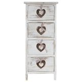 thumbnail of Cassettiera Forli, mobile, 4 cassetti con cuori 70x29x25cm, look shabby, vintage ~ bianco