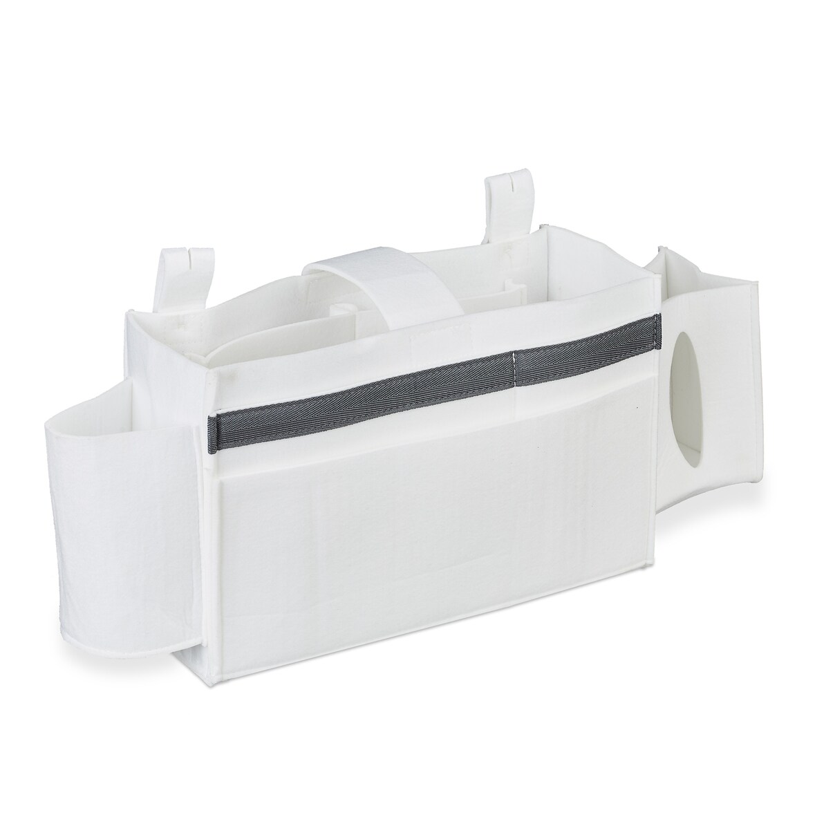 Relaxdays Betttasche Hochbett, 8 Fächer, Baby- & Pflegebett, Filz Bett Organizer zum Anhängen HBT 23 x 43 x 11 cm, weiß