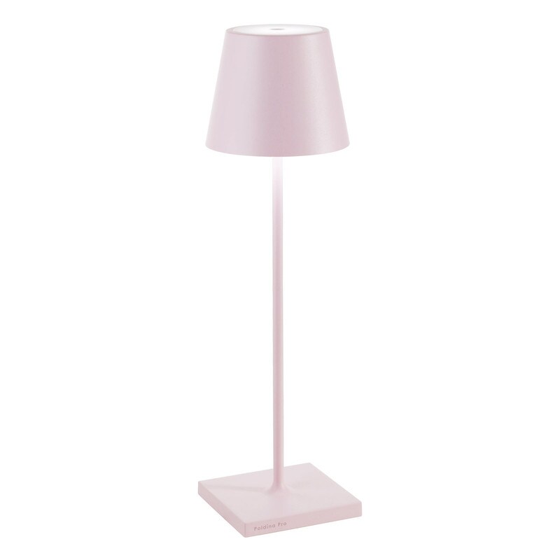 Lámpara de mesa LED Zafferano Poldina Pro Pink recargable regulable hasta 12 h IP65 apta exterior