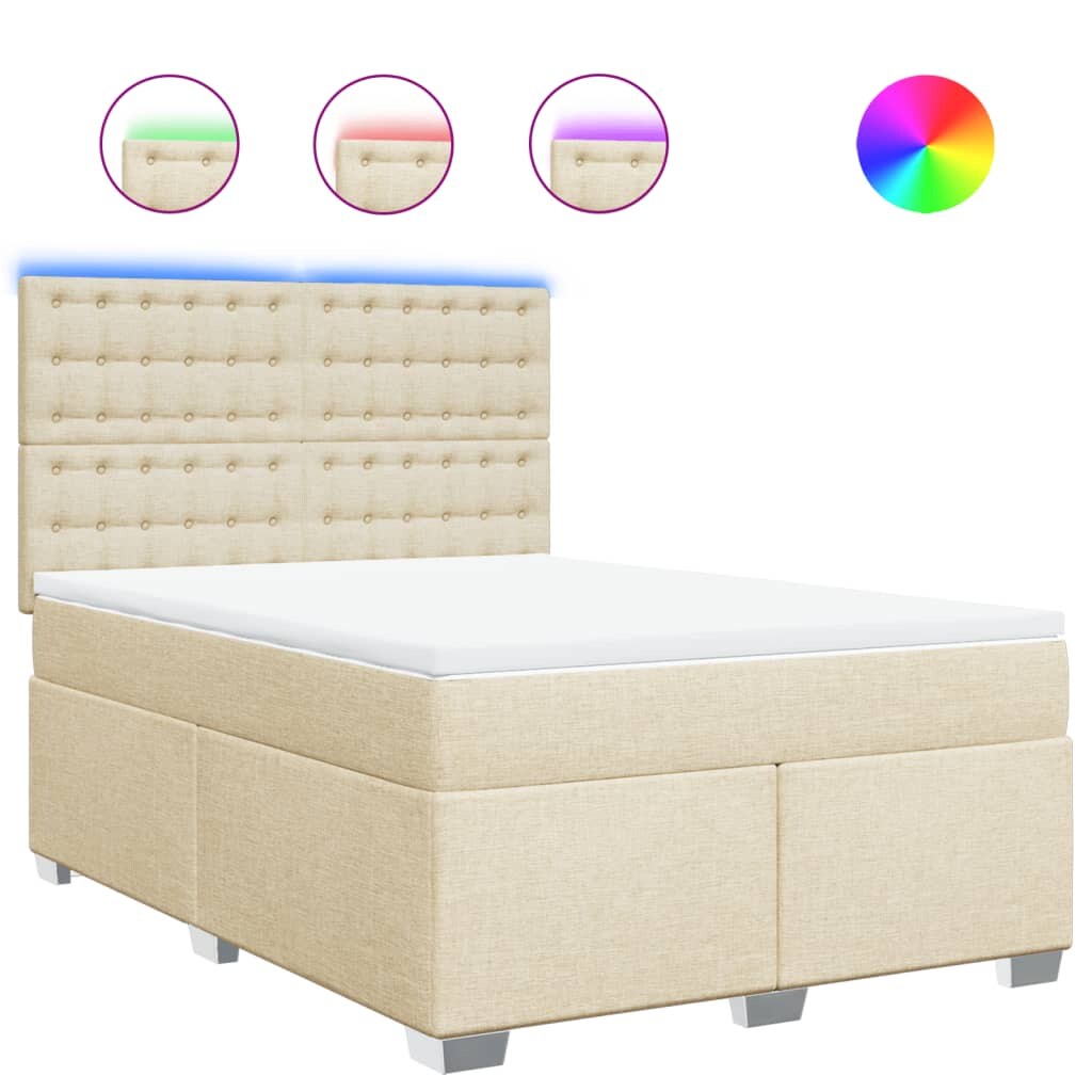 vidaXL Boxspringbett mit Matratze Creme 160x200 cm Stoff