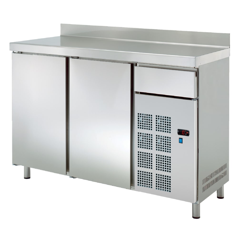 Bancone frigo 2 porte 1 cassetto - 1500x600x1050 mm - 220 W 230/1V - 71579509 Eurast