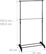 thumbnail of Relaxdays Fahrbarer Kleiderständer, stabile Rollgarderobe mit Ablage, Eisen, höhenverstellbar 102,5 - 180,5 cm, schwarz