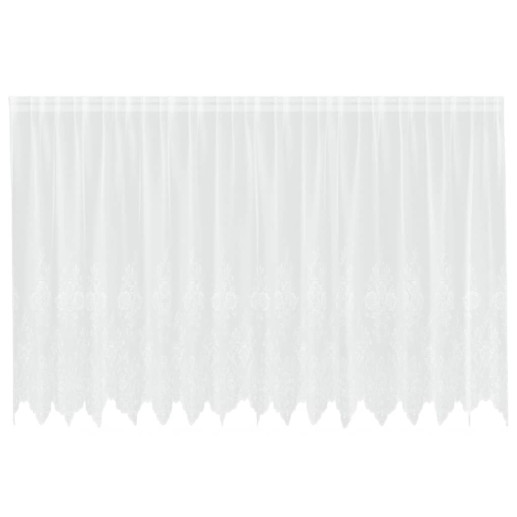 vidaXL Spitzenvorhang mit Vorhängen Floral Weiß 160 x 400 cm Polyester