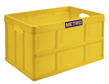 METRO Professional Cassetta pieghevole, polipropilene, 53 x 36 x 29.5 cm , 46 L, 40 kg, giallo