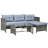 thumbnail of Set da Giardino  Divano Angolare Chaise Longue e Tavolino in Rattan PE Grigio