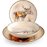 thumbnail of H&H, Servizio tavola 18 pezzi Hood River, set tavola natalizio, decoro cervi, in stoneware, lavabile