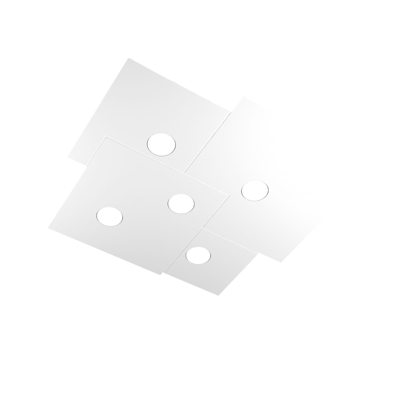 Toplight Plafoniera da soffitto quadrata 5 luci Plate con attacco GX53, struttura colore bianco, design moderno 73x67x3cm