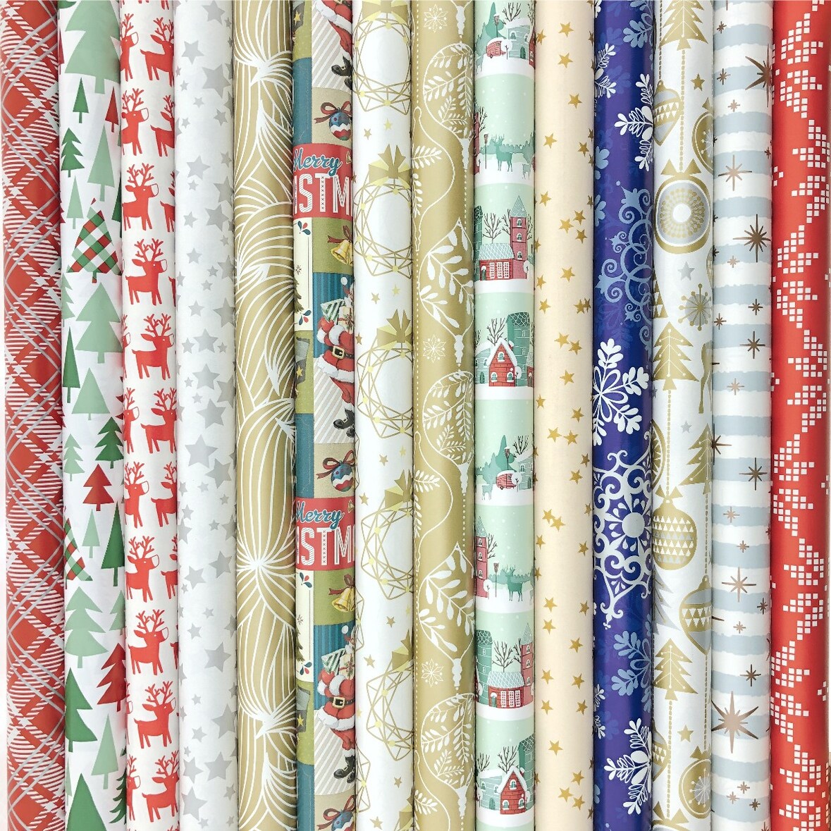 7 rollen Kerst Cadeaupapier assortiment 200 x 70 cm