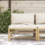 thumbnail of vidaXL Garten-Mittelsofa mit Kissen Cremeweiß Bambus