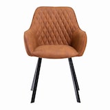 thumbnail of SalesFever Polsterstuhl 2er Set mit Armlehnen | Bezug Microfaser | Gestell Metall schwarz | Rautensteppung im Rückenbereich | hellbraun