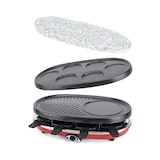 thumbnail of H.Koenig RP418 Raclette-Gerät 4 in 1 / 8 Personen / Raclette, Natursteingrill, Crepe-Platte und Grillplatte / mit 8 Pfännchen / 1500 W / Schwarz/Rot