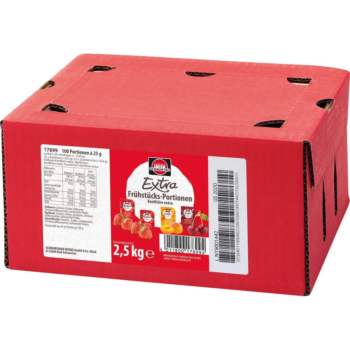 Schwartau Konfitüre Extra Frühstücks-Portionen Mix 100 x 25 g (2,5 kg)