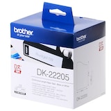 thumbnail of Brother DK22205 - Etiquetas originais de tamanho personalizado - Largura 62mm x 30,48 metros - Texto preto sobre fundo branco.