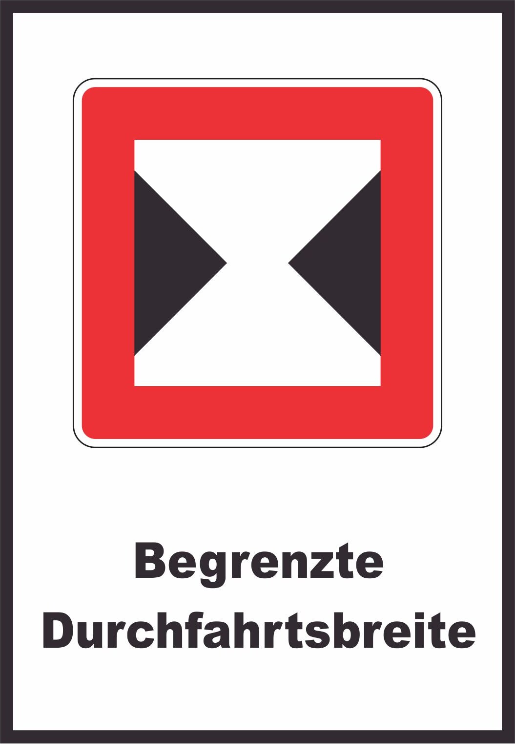 Begrenzte Fahrwasserbreite Durchfahrtsbreite begrenzt Symbol und Text A6 (105x148mm)