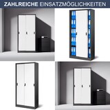 thumbnail of Aktenschrank abschließbar ROLF - Schiebetüren, 5 Ebenen | Büroschrank aus Stahl Metallschrank Werkstatt Werkzeugschrank, 185x90x40cm Anthrazit-Weiß