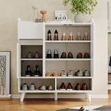 thumbnail of Schuhschrank Kommode 90x35x99 cm Weiß mit verstellbaren Regalböden, Massivholzbeinen, moderner Home Organizer, Flur & Wohnzimmer