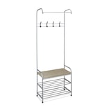 thumbnail of Relaxdays Garderobe mit Schuhablage & Sitzbank, Metall, stehend, Flurgarderobe mit 4 Haken, HBT: 173x64x30 cm, grau