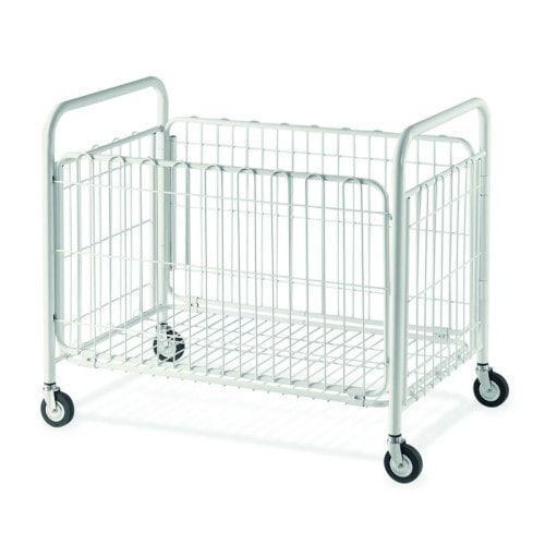 Metalcarrelli carrello portabiancheria cm 100x60xh.87  in tubo e filo di acciaio con struttura pieghevole colore bianco