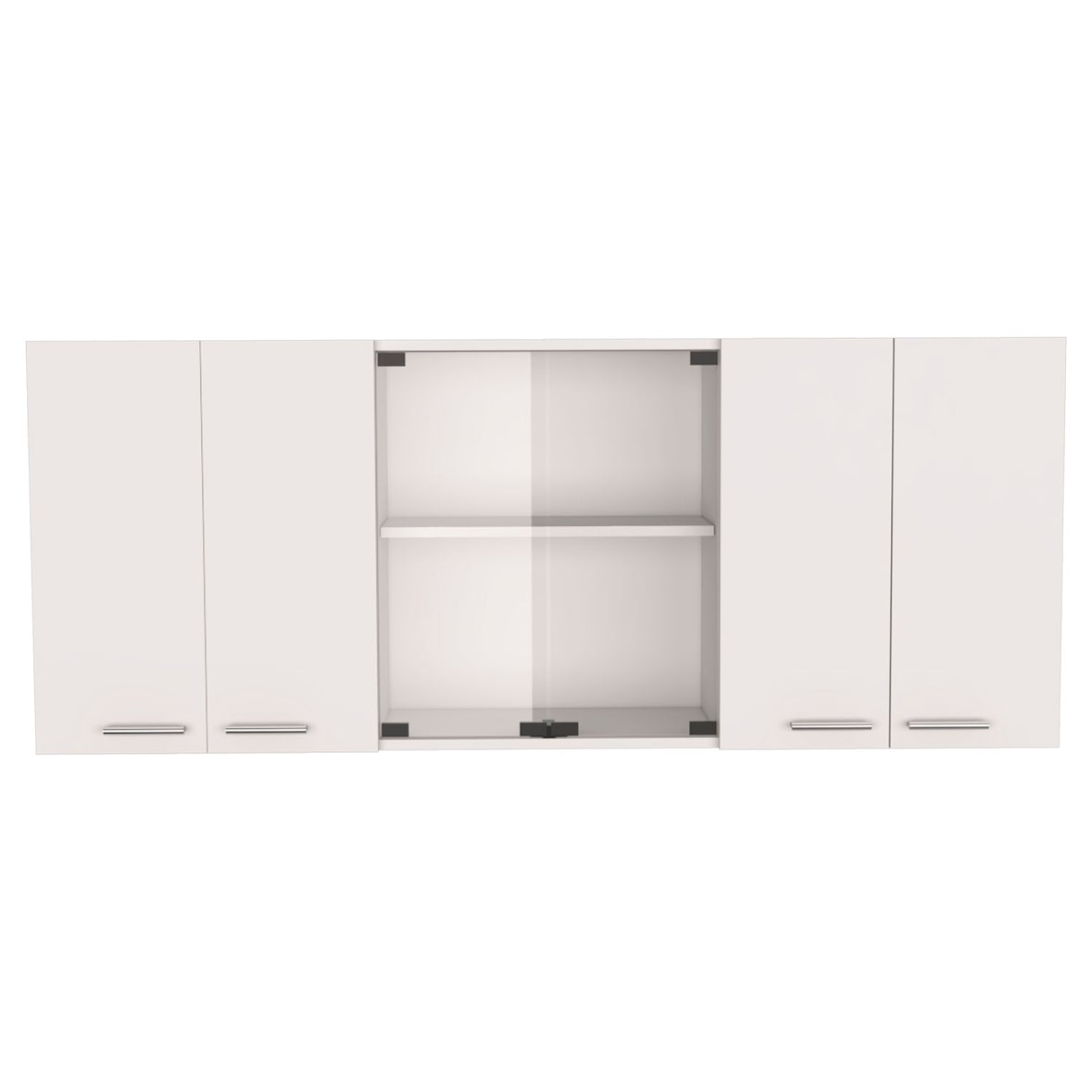 TUHOME Mueble de Pared Cocina con Cristal 150, con multiples puertas - Blanco