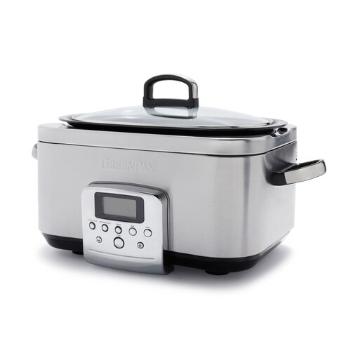 GreenPan Slow Cooker 6.0 L 8 Programme Aluminium gehärteter Glasdeckel