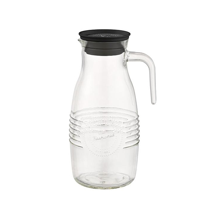 Glaskaraffe 1,8 Liter mit Deckel und Auffangsieb im Old-Fashioned Design