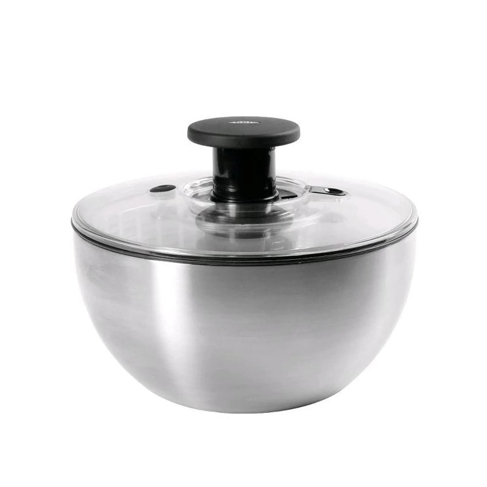 OXO Steel Salatschleuder Edelstahl mit Deckel Küchenhelfer 6 Liter Salattrockner