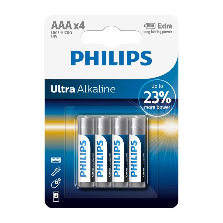 Philips Batterij Ultra Alkaline Aaa Lr03 4 St