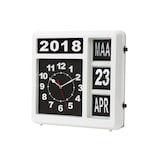 thumbnail of Horloge carrée avec calendrier à bascule, idéale pour malvoyants et personnes Alzheimer, analogique, 31 x 31 cm, blanc/noir, version néerlandaise