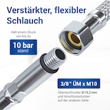 thumbnail of Gummischlauch Geflochten Panzerschlauch 3/8" 200 cm Flexschlauch mit Dichtung