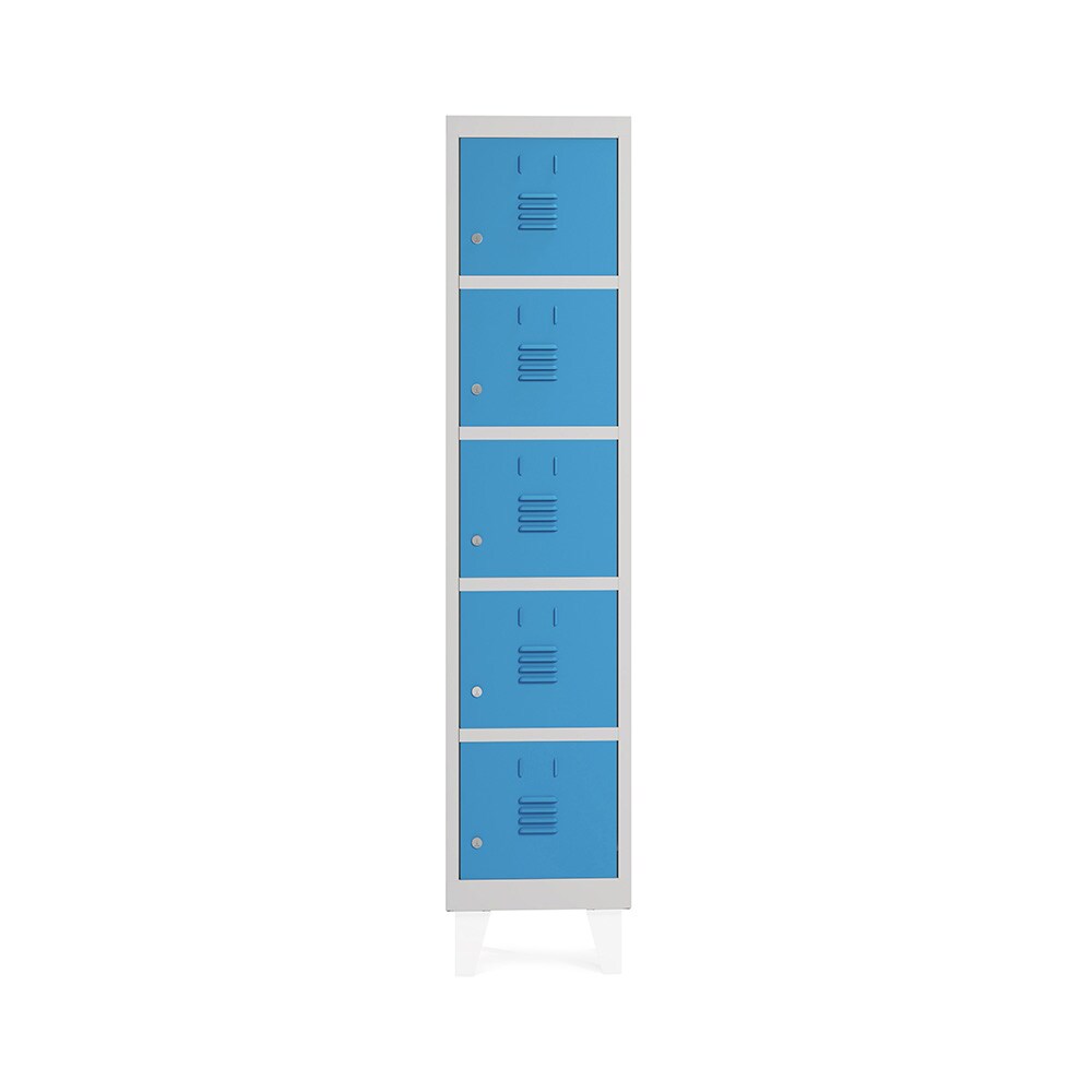 Rocada taquilla soldada 30cm (300mm) 1 modulo 5 puertas cuerpo blanco ral9010 + puertas azul ral5009