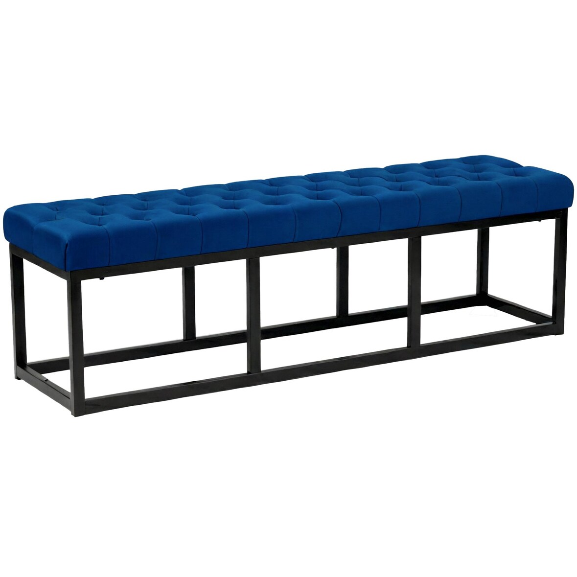 Sitzbank MERIDA - Samt Blau 150x37x42 cm | Sitzbank Flur Sitzhocker Esszimmerbank Polsterbank Schlafzimmerbank