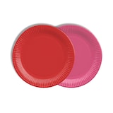 thumbnail of 12 Teller, Pappe rund Ø 18 cm farbig sortiert - rot/fuchsia