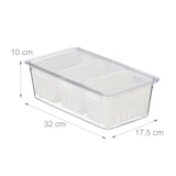 thumbnail of Relaxdays Kühlschrank Organizer, 4er Set, stapelbar, 3 Abtropfkörbe, Lebensmittel Organizer mit Deckel, transparent/weiß