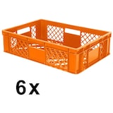 thumbnail of 6x Eurobehälter durchbrochen/Stapelkorb, PE-HD orange, Industriequalität, lebensmittelecht, LxBxH 600 x 400 x 150 mm