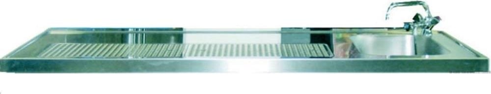 Schanktischabdeckung 1600x750mm mit Wulstrand 1 Becken rechts
