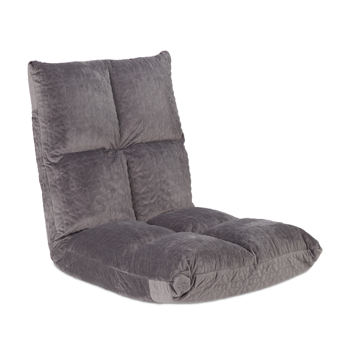 Relaxdays Bodenstuhl, Rückenlehne, verstellbar, Bodenkissen, 6 Positionen, Bodensitz, gepolstert, HBT: 58x50x55 cm, grau