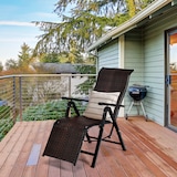 thumbnail of COSTWAY Rotan ligstoel, opklapbare tuinstoel met verstelbare rugleuning, tuinstoel met relaxfunctie